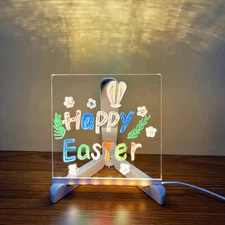 Glowing LED Drawing Board Lamp Transparent Acrylic Message Note Board Erasable M