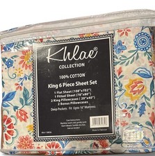 Khlae Collection 100 Cotton 6 Pieces Sheet Set 800 Count King Size New