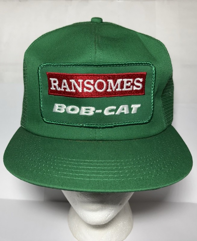 Vintage K Products RANSOMES BOB-CAT Embroidered Patch Mesh SnapBack Trucker Hat