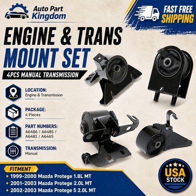 (4pcs) Fits 1999-2003 Mazda Protege Protege5 1.8L 2.0L Fits Manual Motor New