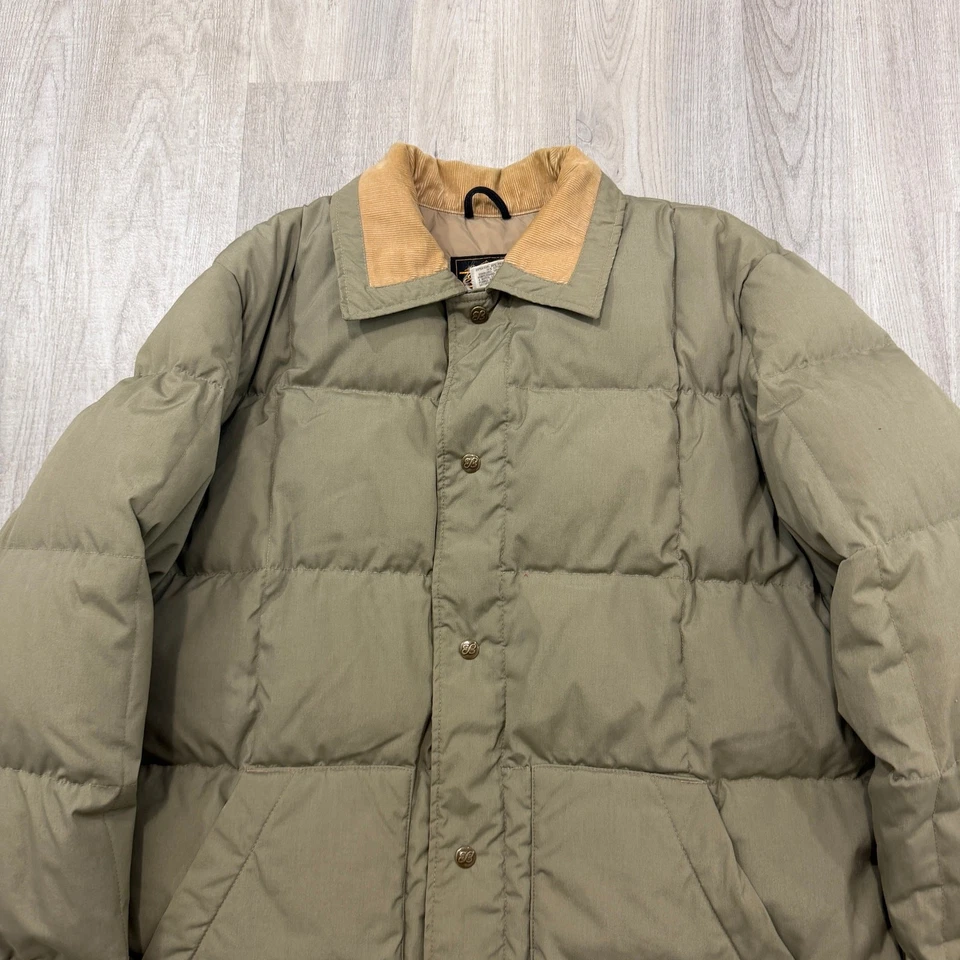 Chaqueta de Plumón de Ganso Eddie Bauer De Colección Para Hombre XL Beige Tostado Años 80 Hecha en EE. UU. Años 80 Esquí Foto 2 de 4