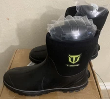 TIDEWE Mid Calf Black Rain Rubber Boots Waterproof  US Men Size 14 Steel Shank