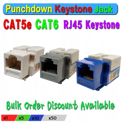 Adaptador de red CAT5e CAT6 Punchdown RJ45 Keystone Jack paquetes de x5 x10 x50 EIA TIA - Imagen 1 de 2