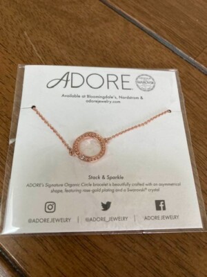 Adore Stack & Sparkle Organic Circle Bracelet Rose Gold Swarovski Crystal NWT