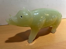 Vintage Pale Green Onyx Marble Hippo 3.5 x 7" LARGE EXAMPLE