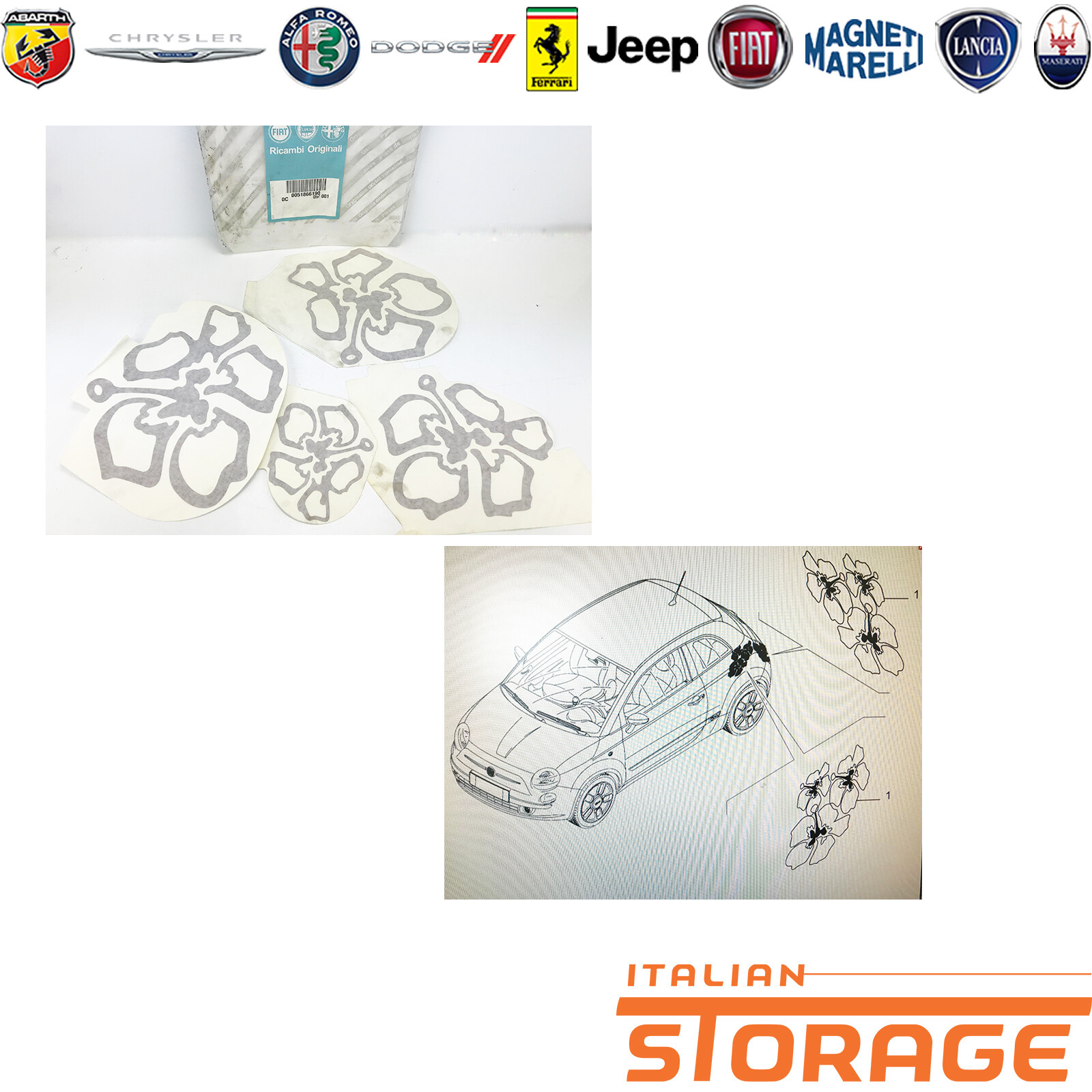 Fiat 500 from 2007 Series Adhesive Stickers Embellishment New Original