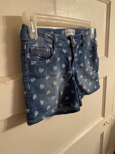Freestyle Revolution Kitten Cat Graphics Blue Jean Girl's Shorts Size 10 - Picture 2 of 6