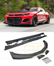 Front Bumper Lip & Side Skirts For 16-Up Camaro SS LT LS RS PRIMER ZL1 1LE Style