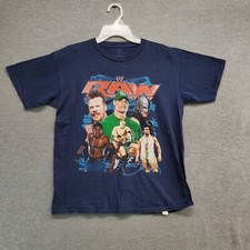 WWE Boys T-Shirt Large Blue Raw John Cena Wrestling Tee