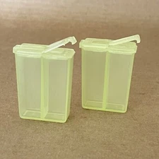 Tupperware Mini Salt Pepper Shakers Set of 2 Small Travel Pocket Size Yellow