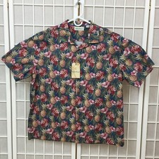 Caribbean Roundtree Yorke Hawaiian Shirt Men's Size XL Pineapple Floral NWT