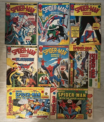 Spider-man Comics Weekly 151, 154 155 156 157 158 159 160 Vintage Marvel UK 1976