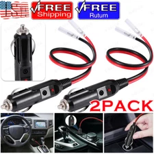 2Pcs 12V Fused Cigarette Lighter Male Plug with Leads LED Light Adapter For Car