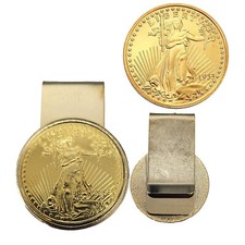 Gold Tone Money Clip - Tribute To $20 1933 Saint Gaudens Double Eagle Gold