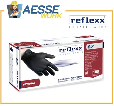 Guanti In Nitrile Reflexx 67 Neri 100 Pz. Ultra Resistenti | industria Meccanici