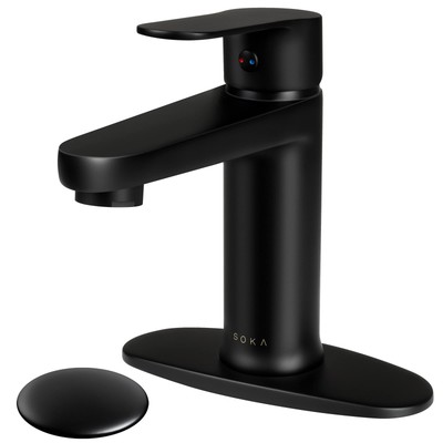 Brass Bathroom Faucet Matte Black Bathroom Sink Faucet Black with Pop-up Sink...