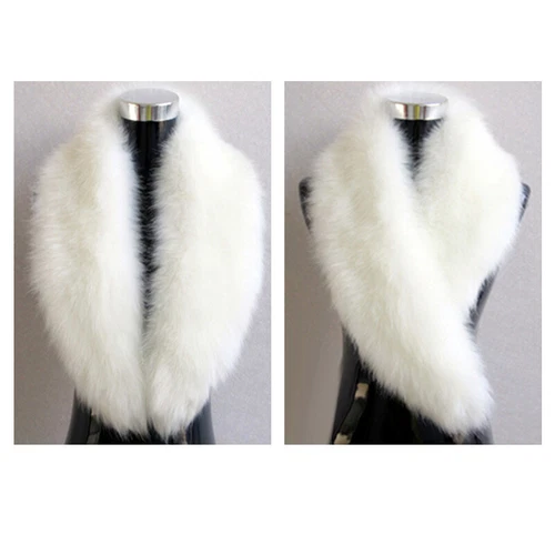 Luxury Fluffy Faux Fox Fur Fur Collar Women Thick Warm Furry Scarf - Bild 11 von 27