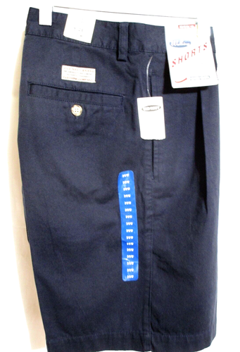 Old Navy pantaloncino uomo taglia 30 plissettato davanti blu scuro cotone 9" cuciture interne vintage nuovo - Foto 3 di 11