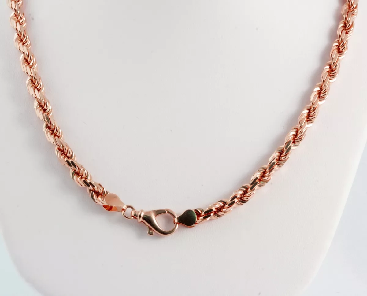 Women's 14K Gold Necklace Solid Rose Gold Rope Chain