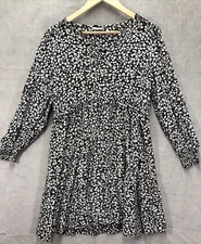 Tulip Dress Size Large Black White Floral Short Length Long Sleeves