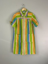 Vtg 70s Sears The Comfort Coat House Coat Stripe Colorful Retro S/M