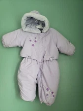 GRL CASUAL TIME PURPLE EMBROIDERED FLORAL HOODED BUNTING SNOWSUIT SNOW 18 MONTHS