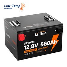 LiTime 12V 560Ah 250A Low Temp BMS LiFePO4 Lithium Battery For Solar Off-grid