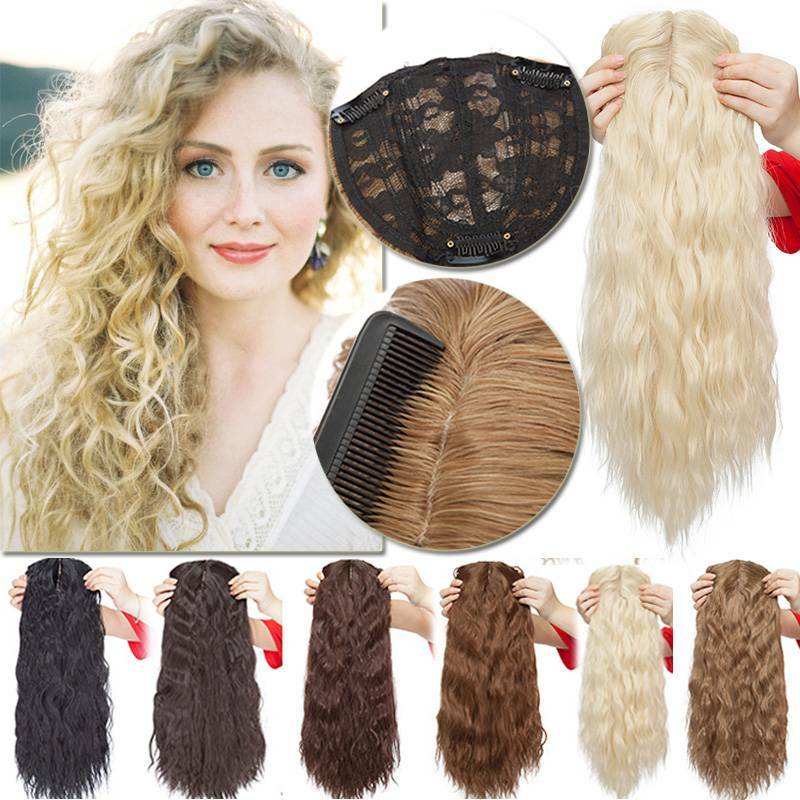 14"Classic Topper Hair Piece Women Curl Wavy Toupees Clip In As Human