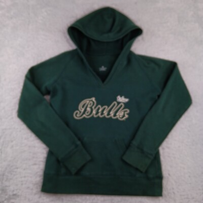 USF Bulls Hoodie Womens Medium Green Muff Pocket V-Neck Sweatshirt College