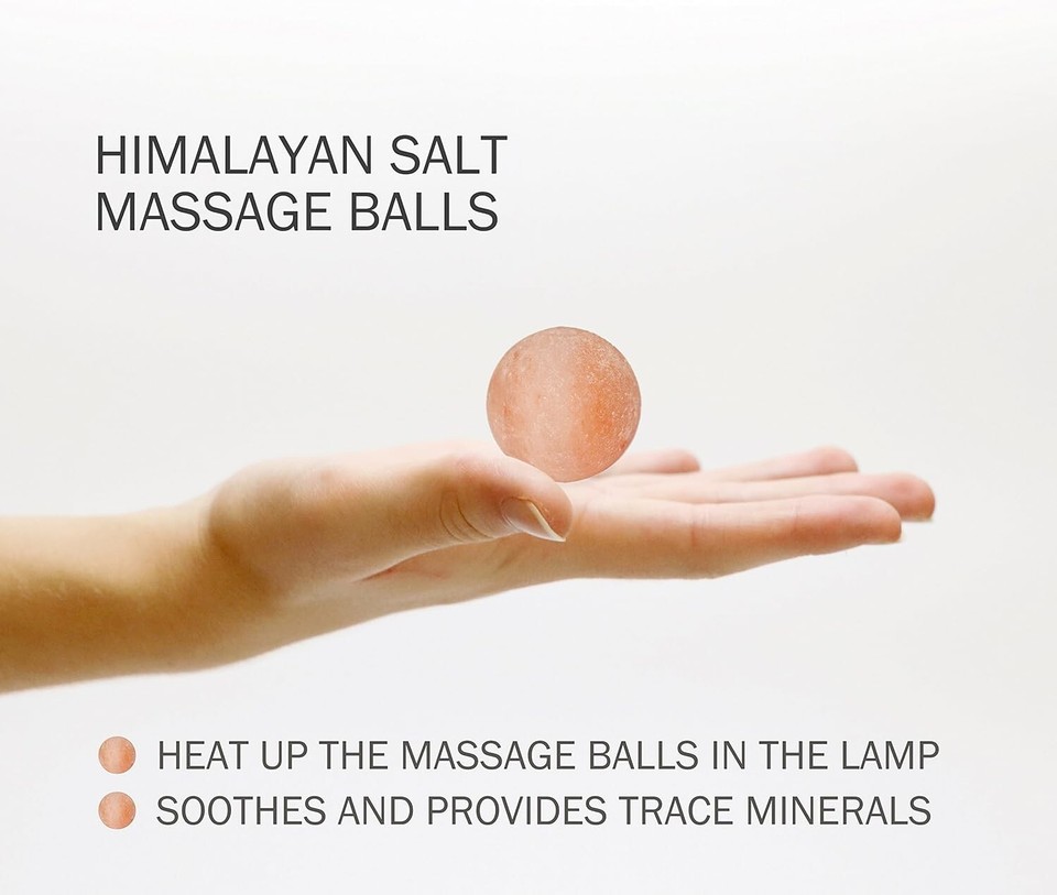 Himalayan Rock Salt Lamp Bowl with 6 Heated Massage Balls & Dimmable