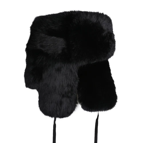 Sombrero de trampero de piel de conejo real para hombre invierno ruso Ushanka sombrero de aviador oreja - Imagen 20 de 24