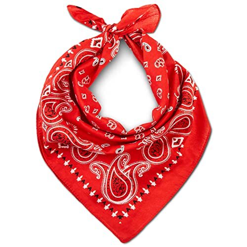 LOVARZI Red Bandana For Men & Women - Cotton Headband Paisley Hair