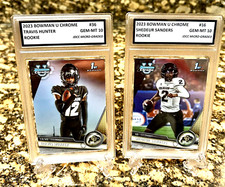 2 SHEDEUR SANDERS/TRAVIS HUNTER BOWMAN CHROME Graded GEM-MT 10 ROOKIE LOT #16,36