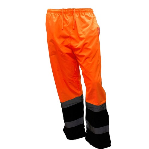 New York Hi-Viz Workwear Insulated Thermal Lined Waterproof Rain Pants Over Trousers, Orange -WP0211