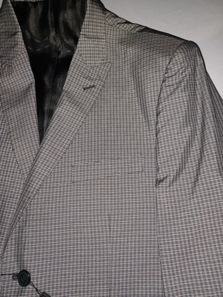 Men's Studio Ferrera Suit Jacket Grey Small Plaid Size 44 R New With Tags - Image 3 of 4