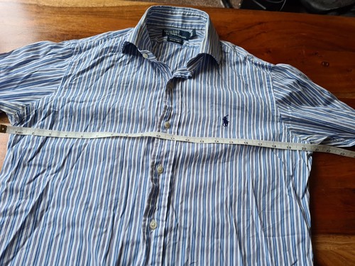 Polo Ralph Lauren Men Blue Stripe Regent Custom Fit Long Sleeve Shirt Size 15/38 - Picture 10 of 17