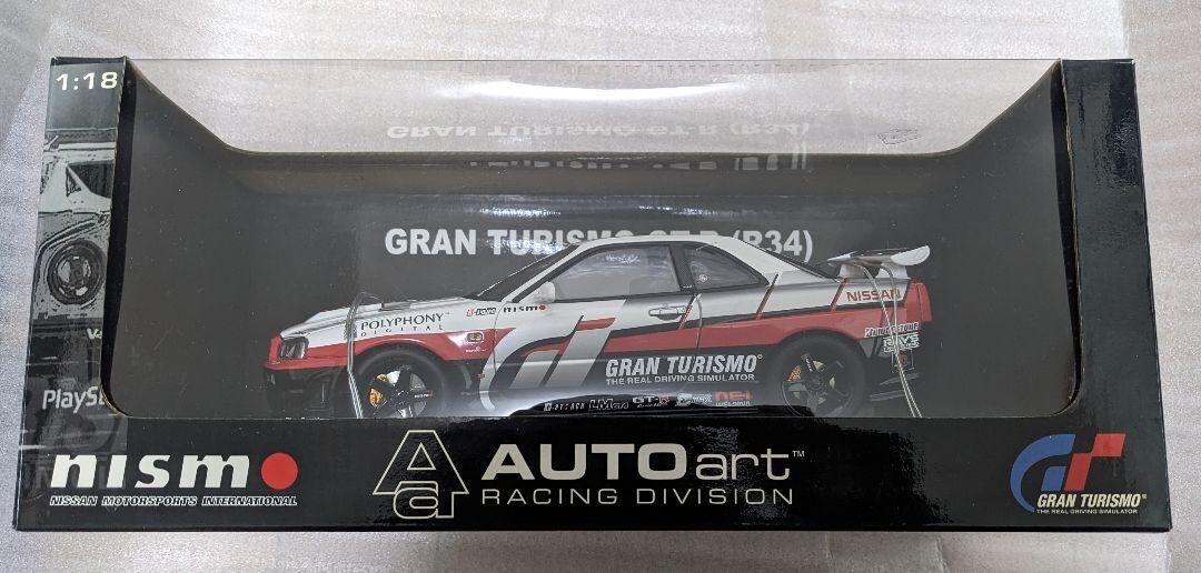 1/18 AUTOart Gran Tourismo Nissan GT-R R34 Playstation 2 White w 