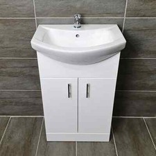St Moritz 650mm Vanity Unit and Basin Sink Cupboard Cloakroom White Bathroom