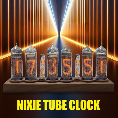NEW DIY Kit 6 bit Nixie Tube Clock IN-14 PCBA Digital IN14 walnut wood.No Tubes