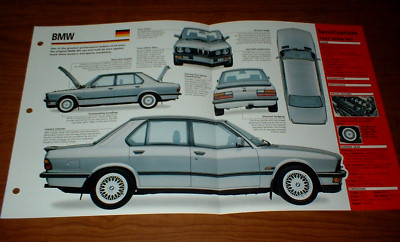 1987 Bmw M5 Original Imp Brochure Specs Info Poster 1984-87 84 85 86
