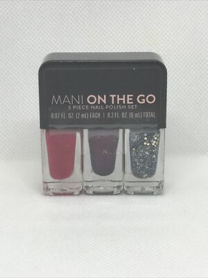 Mani On The Go 3 Piece Nail Polish Set .07 FL. OZ. Each bright red cranberry 66