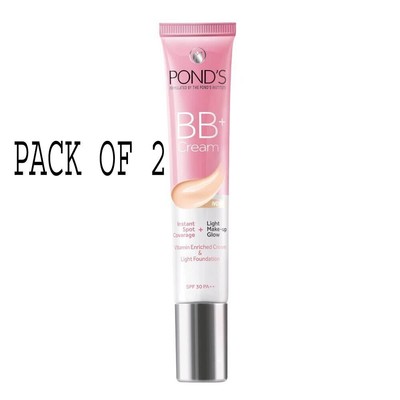 POND'S BB+ Gesichtscreme + Leichtes Make-up Glow, Light, Foundation Mix 2ER PACK