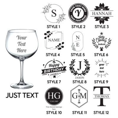 Personalisiertes großes Gin Glas mit Gravur Ihr eigener Text geätzt Glaswaren Geschenk