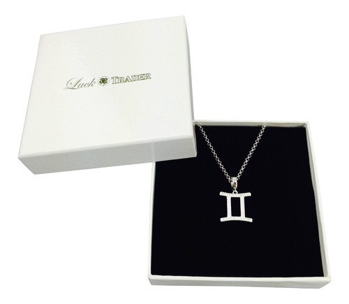 Gemelli Simbolo Dello Zodiaco Argento O Oro Placcato Ciondolo -horoscopes Stella - Picture 3 of 3