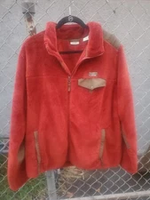 L.L. Bean Rust Hi Pile Fleece Jacket Sherpa Zip Up XL REG 
