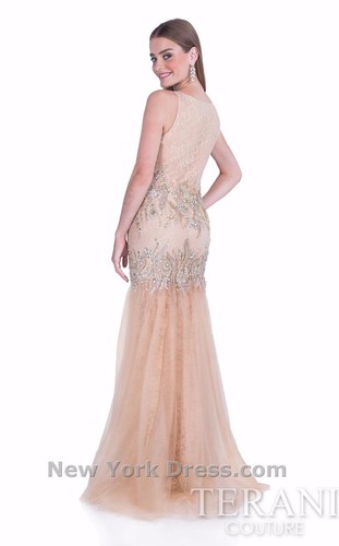 $418 NWT CHAMPAGNE TERANI COUTURE PROM/PAGEANT/FORMAL DRESS/GOWN #1611P0216 SZ 0 - Picture 10 of 12