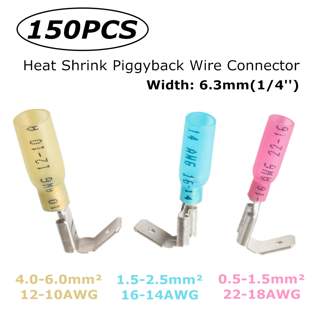 Heat Shrink Quick Disconnect Piggyback Terminal Wire Crimp Connectors