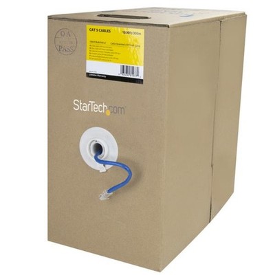 Startech Wirrj45Blrl 1000Ft Blue Cat5E Cable Bulk Stranded Wire Ethernet