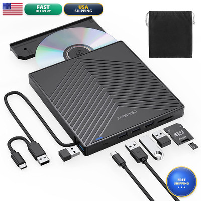 Origbelie External Cd Dvd Drive Ultra Slim Cd Burner Usb 3.0 4 Usb Ports And 2