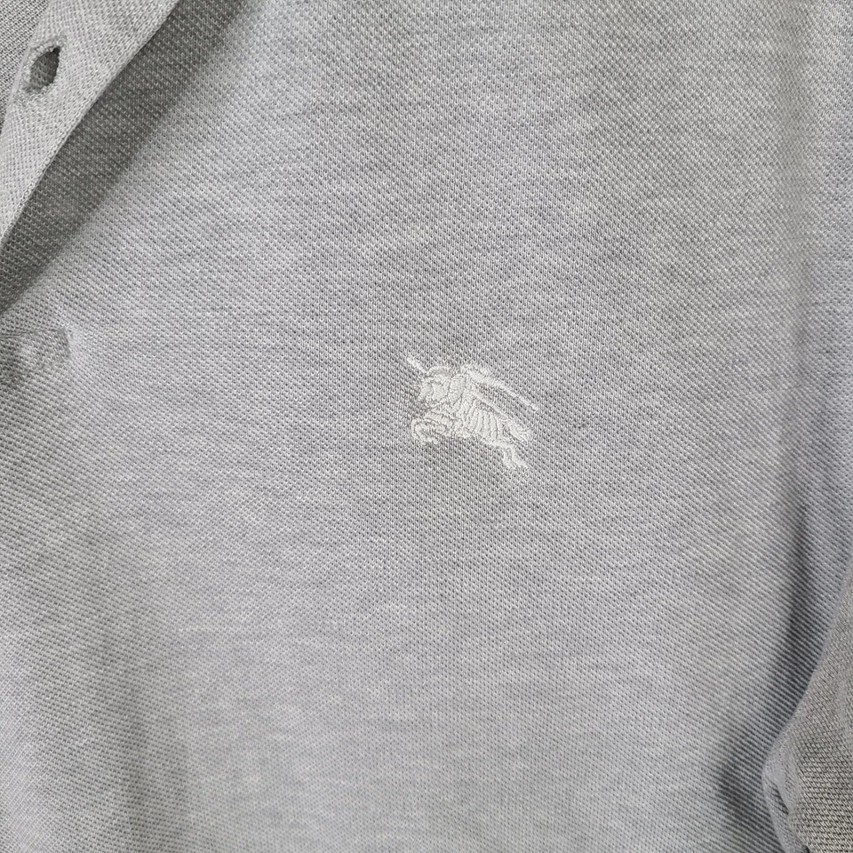 Camisa Burberry Para Hombre Grande Gris Claro Manga Corta Polo Nova Check Algodón Foto 3 de 4